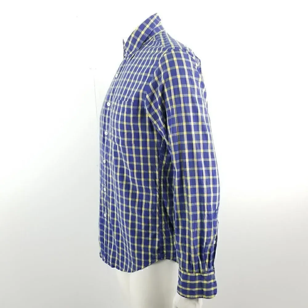 J. Crew Blue & Yellow Washed Shirt in Bold Tattersall Plaid Button Down Small